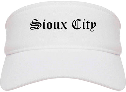Sioux City Iowa IA Old English Mens Visor Cap Hat White