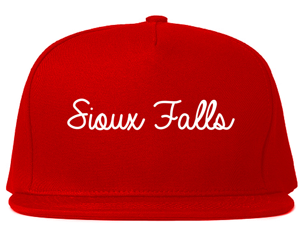 Sioux Falls South Dakota SD Script Mens Snapback Hat Red
