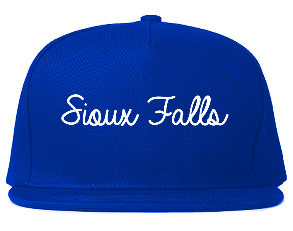 Sioux Falls South Dakota SD Script Mens Snapback Hat Royal Blue
