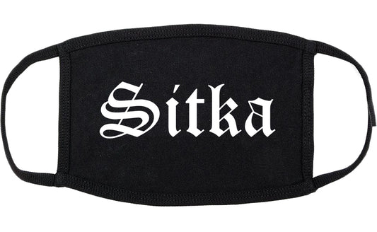 Sitka and Alaska AK Old English Cotton Face Mask Black