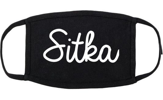 Sitka and Alaska AK Script Cotton Face Mask Black