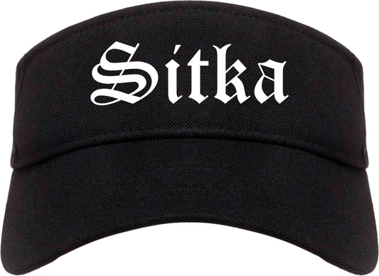 Sitka and Alaska AK Old English Mens Visor Cap Hat Black