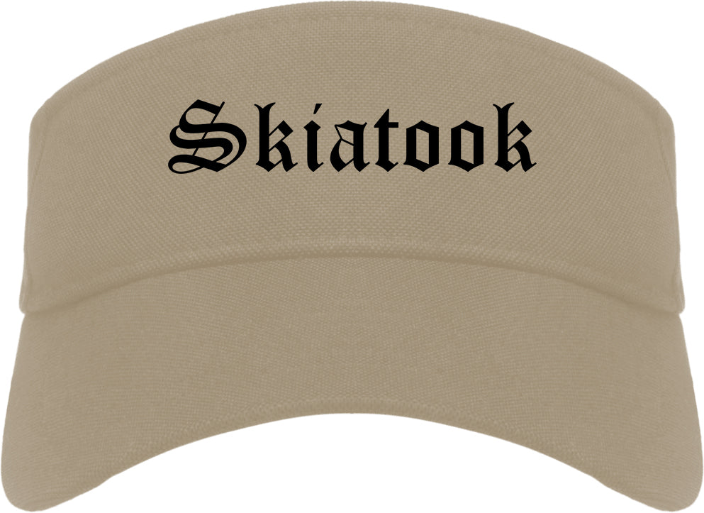 Skiatook Oklahoma OK Old English Mens Visor Cap Hat Khaki