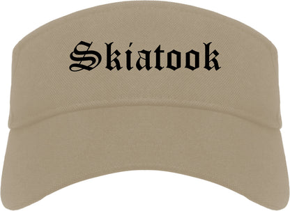 Skiatook Oklahoma OK Old English Mens Visor Cap Hat Khaki