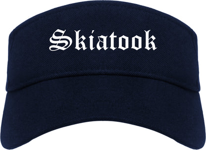 Skiatook Oklahoma OK Old English Mens Visor Cap Hat Navy Blue