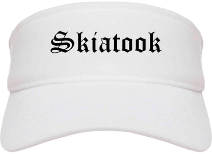Skiatook Oklahoma OK Old English Mens Visor Cap Hat White
