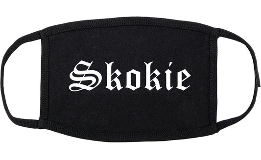 Skokie Illinois IL Old English Cotton Face Mask Black