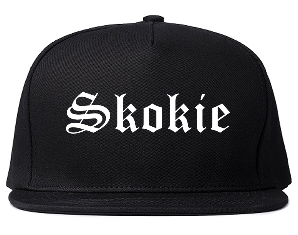 Skokie Illinois IL Old English Mens Snapback Hat Black