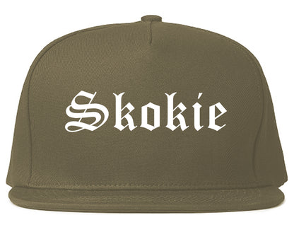 Skokie Illinois IL Old English Mens Snapback Hat Grey