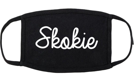 Skokie Illinois IL Script Cotton Face Mask Black