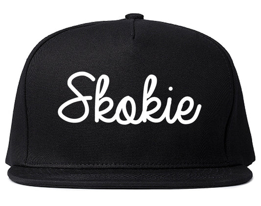 Skokie Illinois IL Script Mens Snapback Hat Black