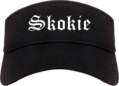 Skokie Illinois IL Old English Mens Visor Cap Hat Black