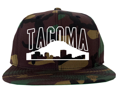 Skyline Mountain Tacoma Washington Mens Snapback Hat Camo