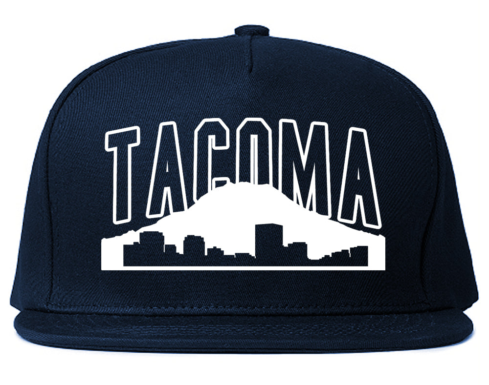 Skyline Mountain Tacoma Washington Mens Snapback Hat Navy Blue