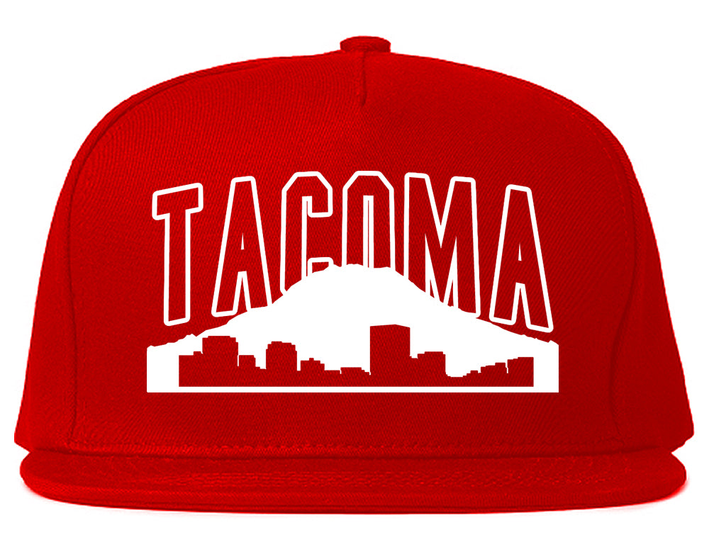 Skyline Mountain Tacoma Washington Mens Snapback Hat Red