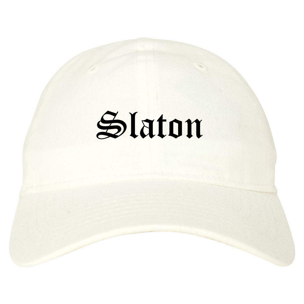 Slaton Texas TX Old English Mens Dad Hat Baseball Cap White