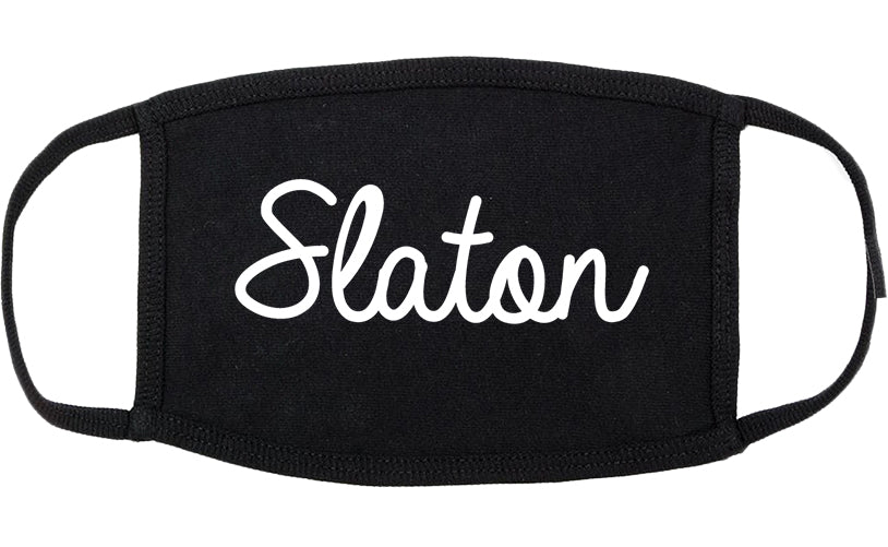 Slaton Texas TX Script Cotton Face Mask Black