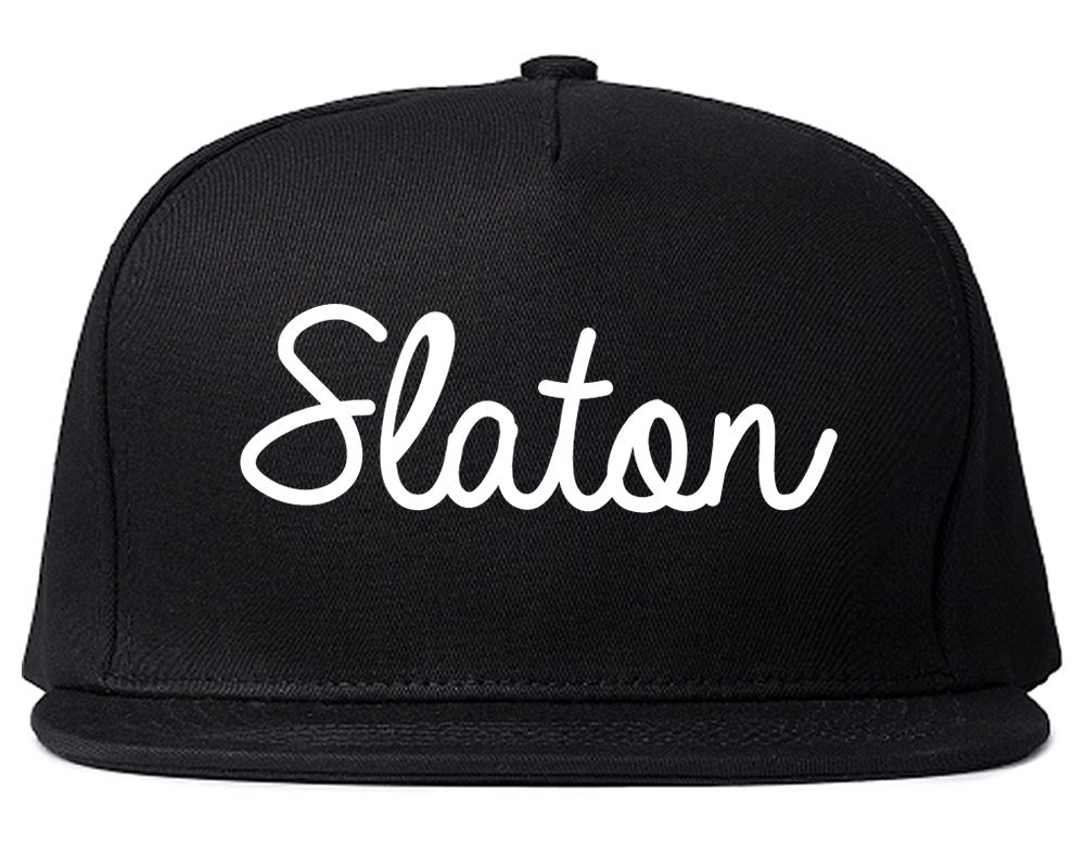 Slaton Texas TX Script Mens Snapback Hat Black