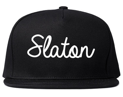 Slaton Texas TX Script Mens Snapback Hat Black