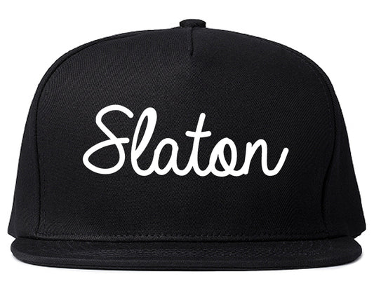 Slaton Texas TX Script Mens Snapback Hat Black