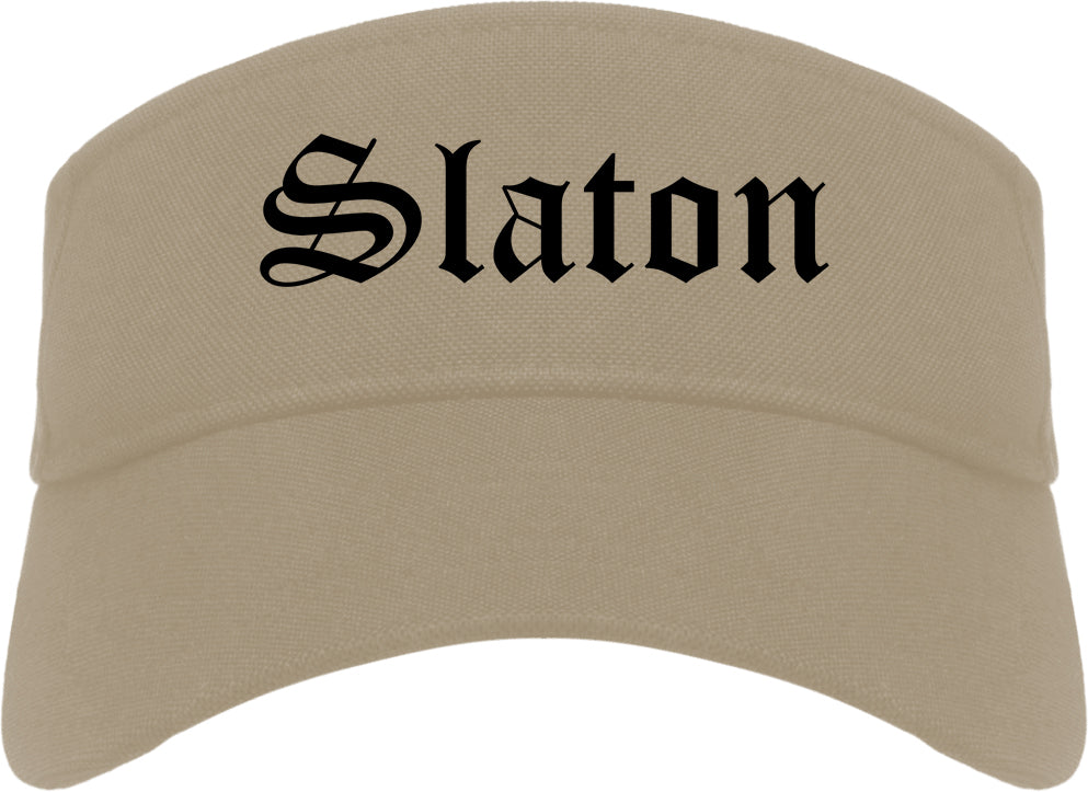 Slaton Texas TX Old English Mens Visor Cap Hat Khaki