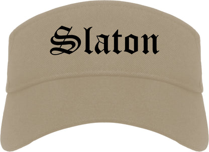 Slaton Texas TX Old English Mens Visor Cap Hat Khaki