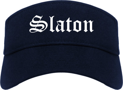 Slaton Texas TX Old English Mens Visor Cap Hat Navy Blue
