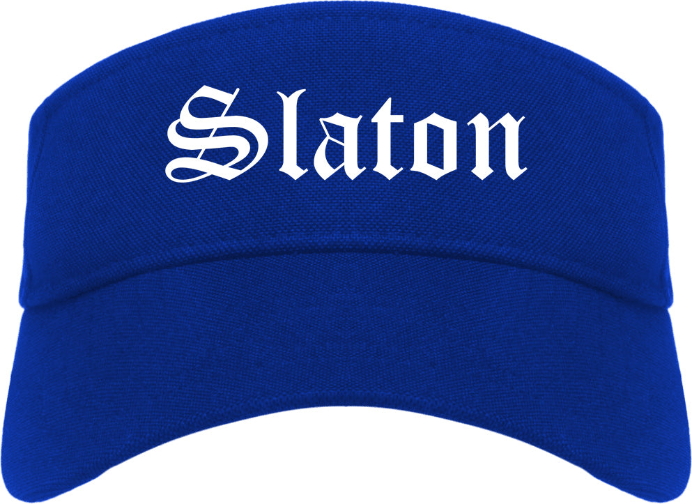 Slaton Texas TX Old English Mens Visor Cap Hat Royal Blue