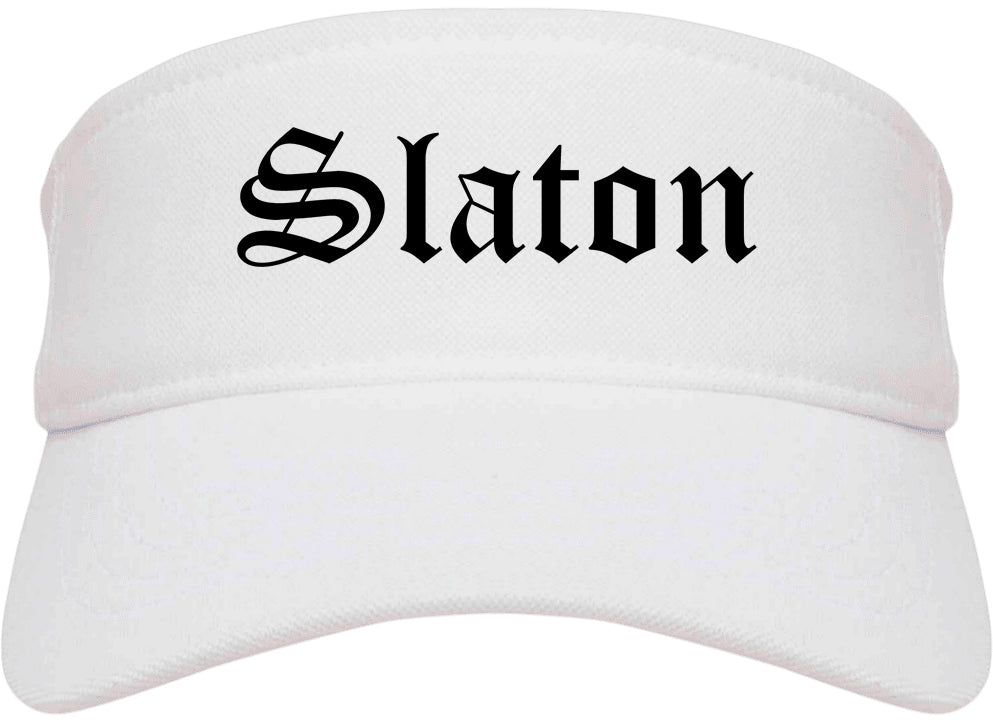 Slaton Texas TX Old English Mens Visor Cap Hat White