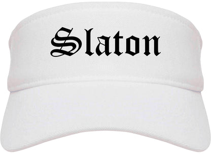 Slaton Texas TX Old English Mens Visor Cap Hat White