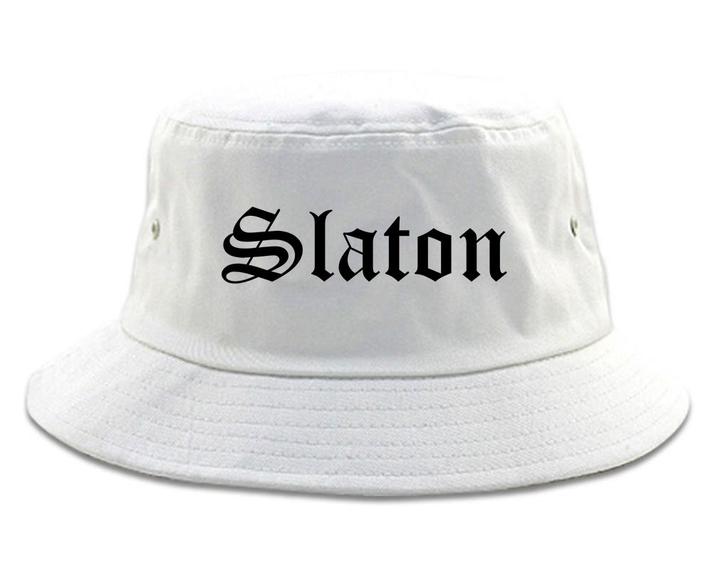 Slaton Texas TX Old English Mens Bucket Hat White