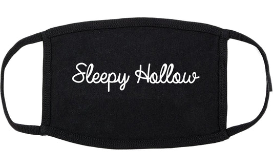 Sleepy Hollow New York NY Script Cotton Face Mask Black