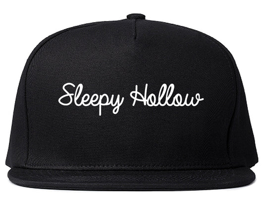 Sleepy Hollow New York NY Script Mens Snapback Hat Black