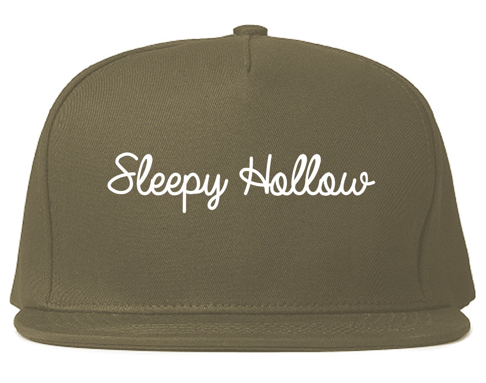 Sleepy Hollow New York NY Script Mens Snapback Hat Grey