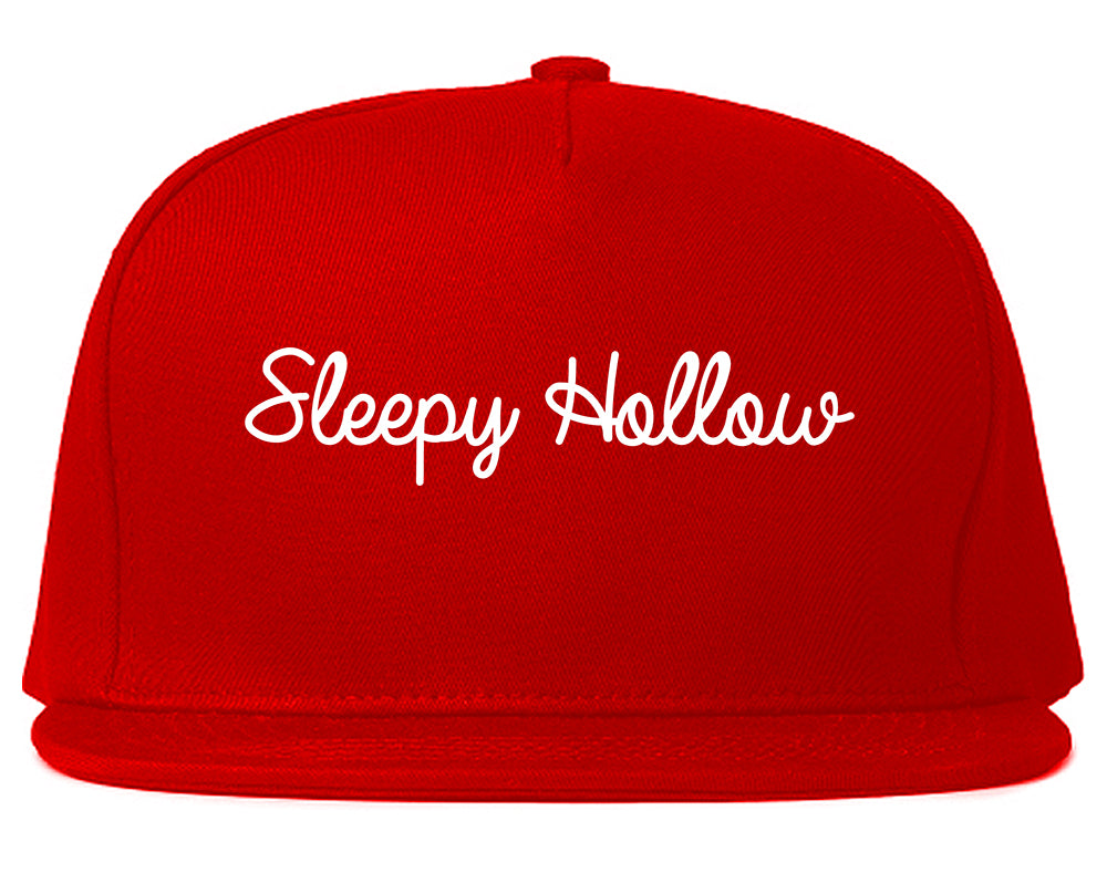 Sleepy Hollow New York NY Script Mens Snapback Hat Red