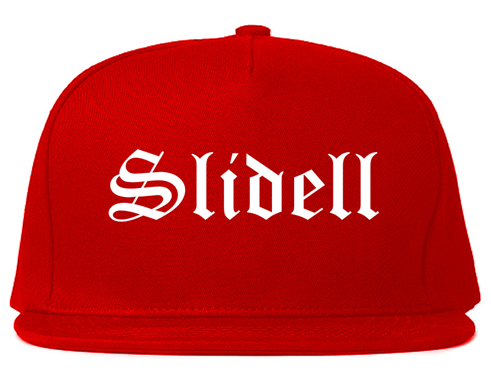 Slidell Louisiana LA Old English Mens Snapback Hat Red