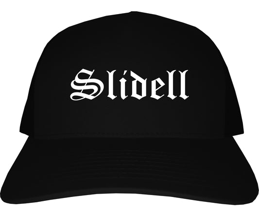 Slidell Louisiana LA Old English Mens Trucker Hat Cap Black