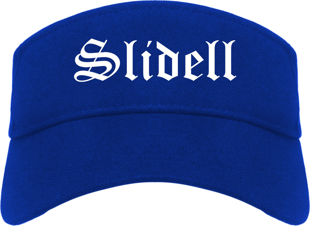 Slidell Louisiana LA Old English Mens Visor Cap Hat Royal Blue
