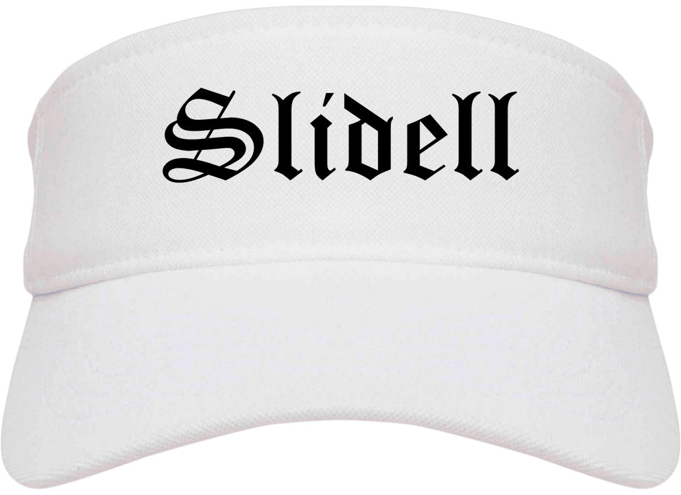 Slidell Louisiana LA Old English Mens Visor Cap Hat White