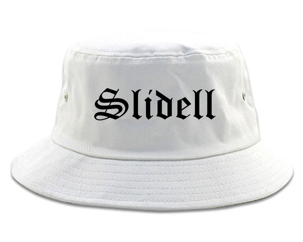 Slidell Louisiana LA Old English Mens Bucket Hat White
