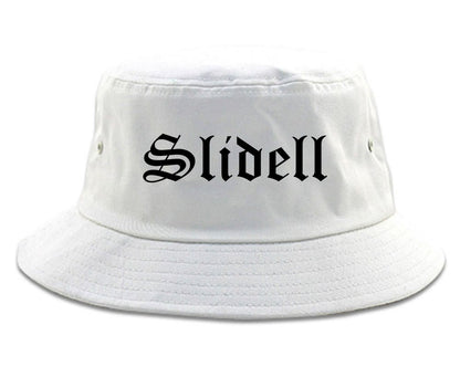 Slidell Louisiana LA Old English Mens Bucket Hat White