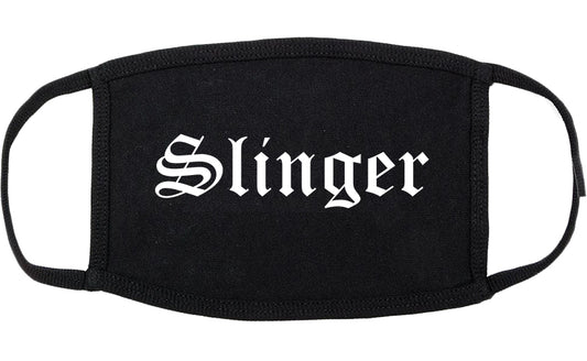 Slinger Wisconsin WI Old English Cotton Face Mask Black
