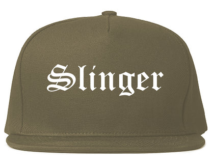 Slinger Wisconsin WI Old English Mens Snapback Hat Grey