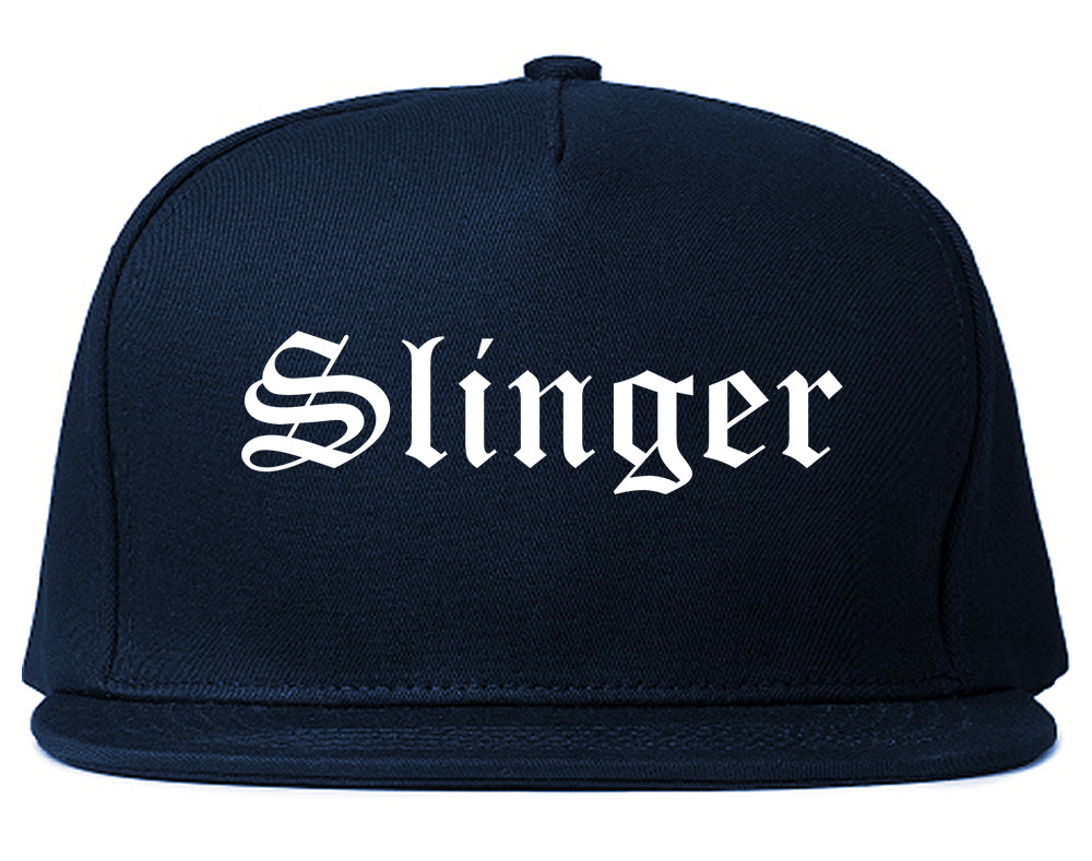 Slinger Wisconsin WI Old English Mens Snapback Hat Navy Blue