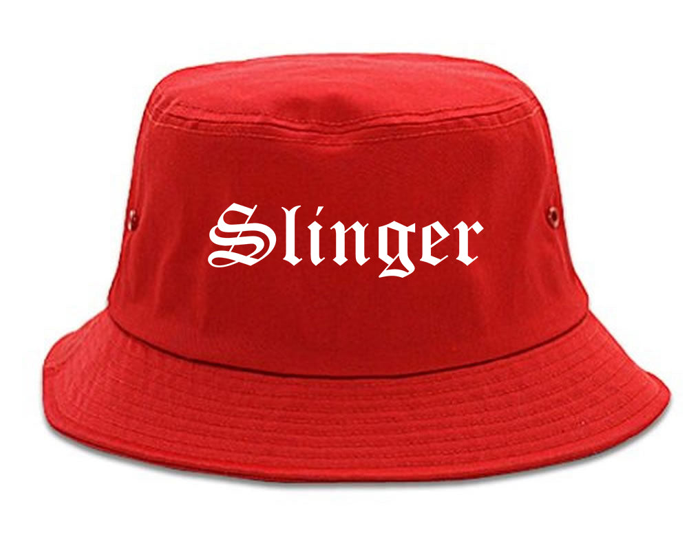 Slinger Wisconsin WI Old English Mens Bucket Hat Red