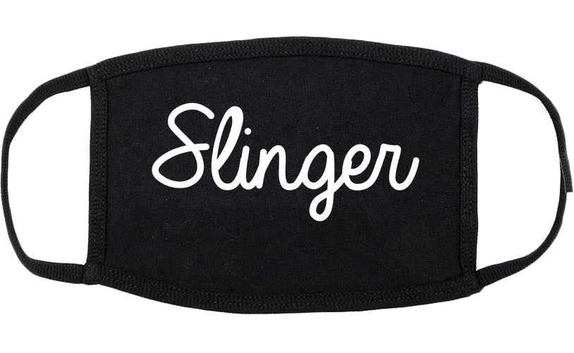 Slinger Wisconsin WI Script Cotton Face Mask Black