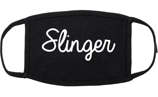 Slinger Wisconsin WI Script Cotton Face Mask Black