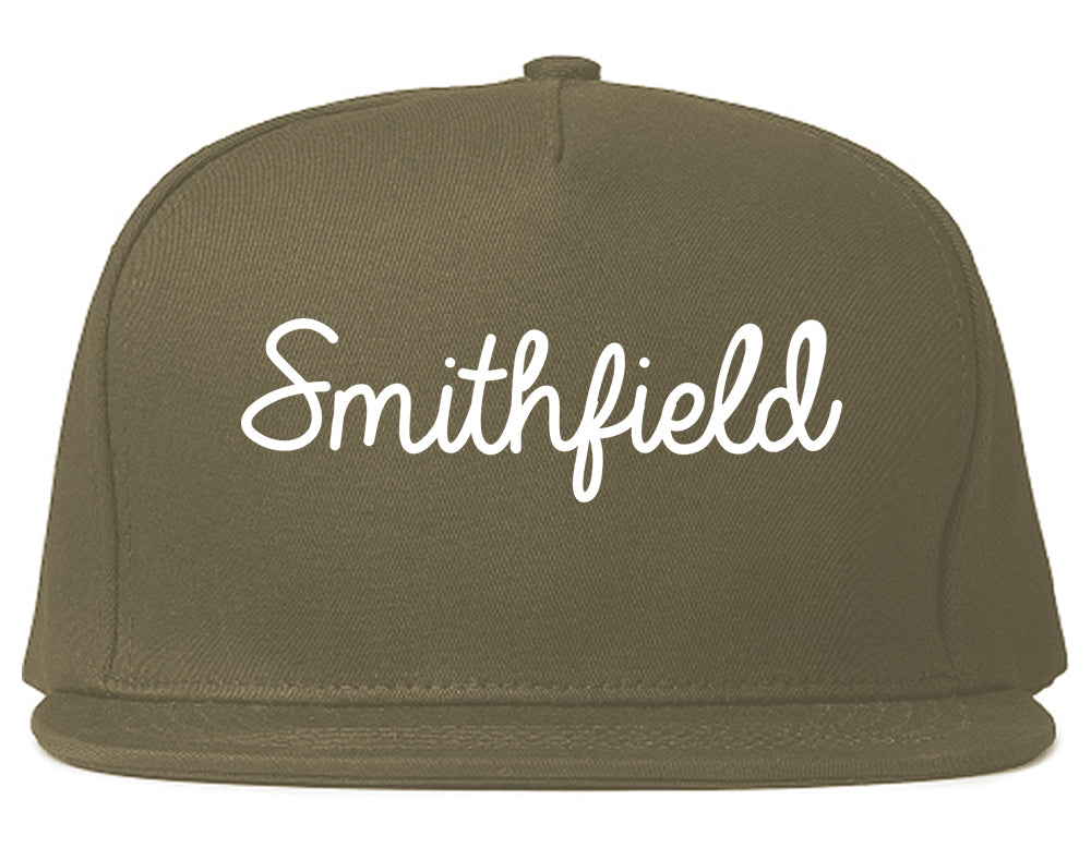 Smithfield North Carolina NC Script Mens Snapback Hat Grey