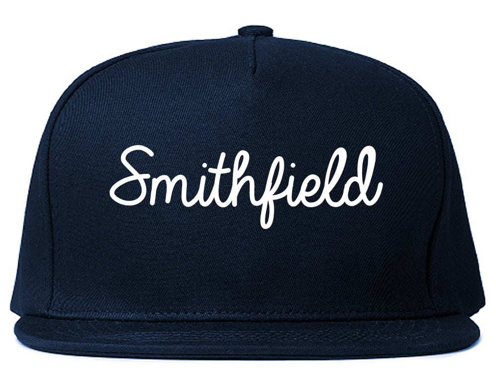Smithfield North Carolina NC Script Mens Snapback Hat Navy Blue