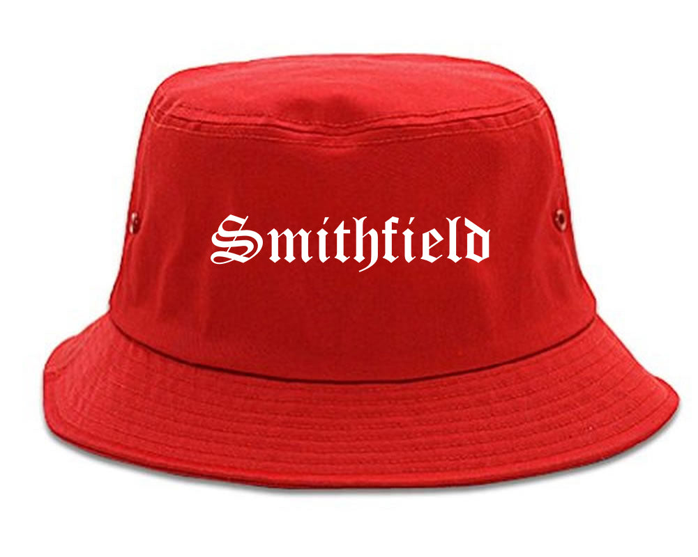Smithfield Utah UT Old English Mens Bucket Hat Red